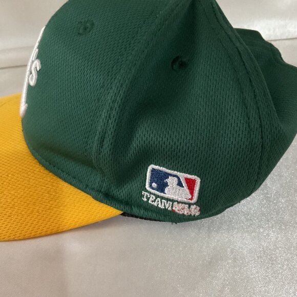 Youth Oakland As Green & Yellow Baseball Cap By OC Sports MLB Team Gear Adjustab - Picture 3 of 7